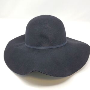 OLD NAVY BLACK 100% WOOL FLOPPY HAT LARGE BRIM FESTIVAL BOHO WOMEN SMALL/MEDIUM